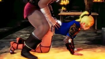 再生 ソフィーティアソウルキャリバーコスプレゲームの女の子が、セクシーな変態ビデオで強い剣闘士の男とセックスをしている