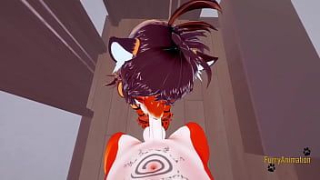Abspielen Furry Hentai 3d - pov Tigerin Blowjob und wird von Fuchs gefickt - japanischer Manga Anime Yiff Cartoon Porno