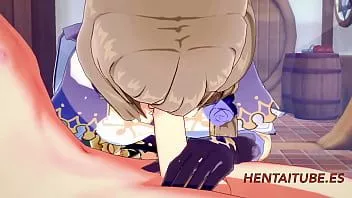تشغيل Genshin Impact Hentai - ليزا تمارس الجنس مع صبي شقراء وهو cums في فمها الثدي وجمل 1/3
