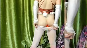 Putar [eroneko kun] - masturbasi bunny boy 18v2 dalam setelan kelinci dengan vibrator jagung dan kamera alternatif wortel