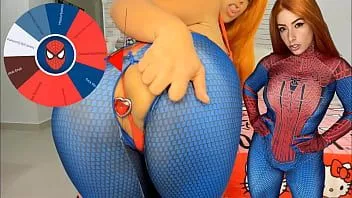 再生 Mary jane from Spider man cosplay feat the wheel of sex game フェラ 巨乳 bouncng and buttplug try not to cum