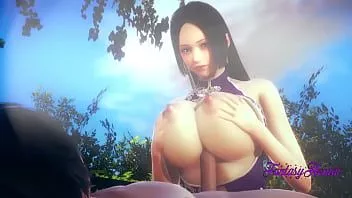 Riproduci Un pezzo hentai 3d - boa hancock si strofina le tette, sega e cowgirl in giardino