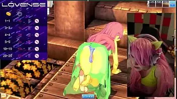 Abspielen Der süße MLP-Fluttershy-Cosplayer wird beim Streamen von Koikatsu-Animationen vibriert (16.07.2023)