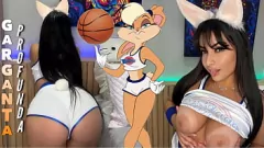 تشغيل Hentai Lola Bunny in cosplay: أعماق لعبتها و Cumming على الثدي الكبيرة