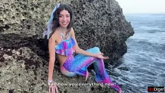 Play Discover the enchanting tale of Katty West as a sexy mermaid princess in cosplay, giving a sloppy wet blowjob on the beach