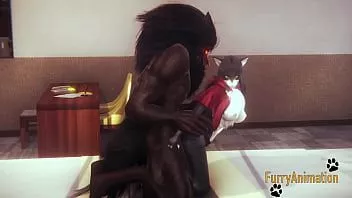 Reproducir Furry hentai - bestia y gato negro teniendo sexo salvaje con creampie - yiff anime manga dibujos animados japoneses porno 3d
