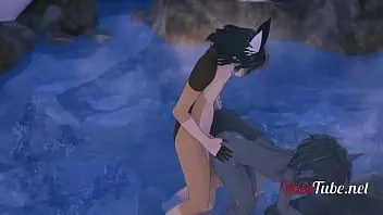 play Furry hentai yaoi 3d- perro se folla a un racon en un onsen y se corre en su culo - animación yiff porn