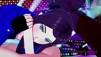 Abspielen Kda League of Legend Hentai 3D Akali Blowjob, Tittenfick und gefickt mit mehreren Sperma in Mund und Muschi 1/2